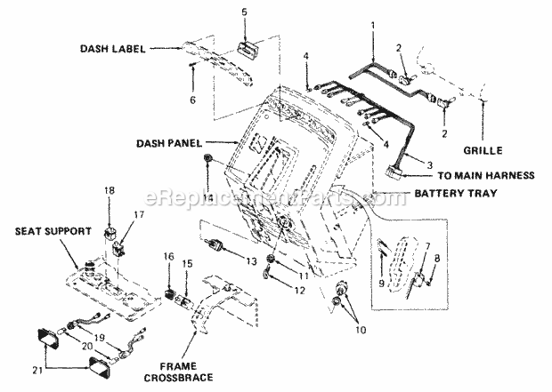 Electrical I Diagram and Parts List for 2084 836000-864500 Cub Cadet Lawn Tractor